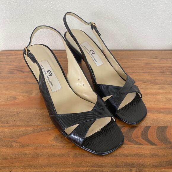 Etienne Aigner Catalan Black Slingback Sandals - Size 8 - Picture 1 of 9